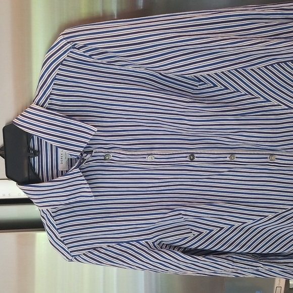 💕DEREK LAM💕 Blue Pin Stripe Shirtdress ~ Blue White 40 EUC Minimalist Chic - Picture 10 of 13